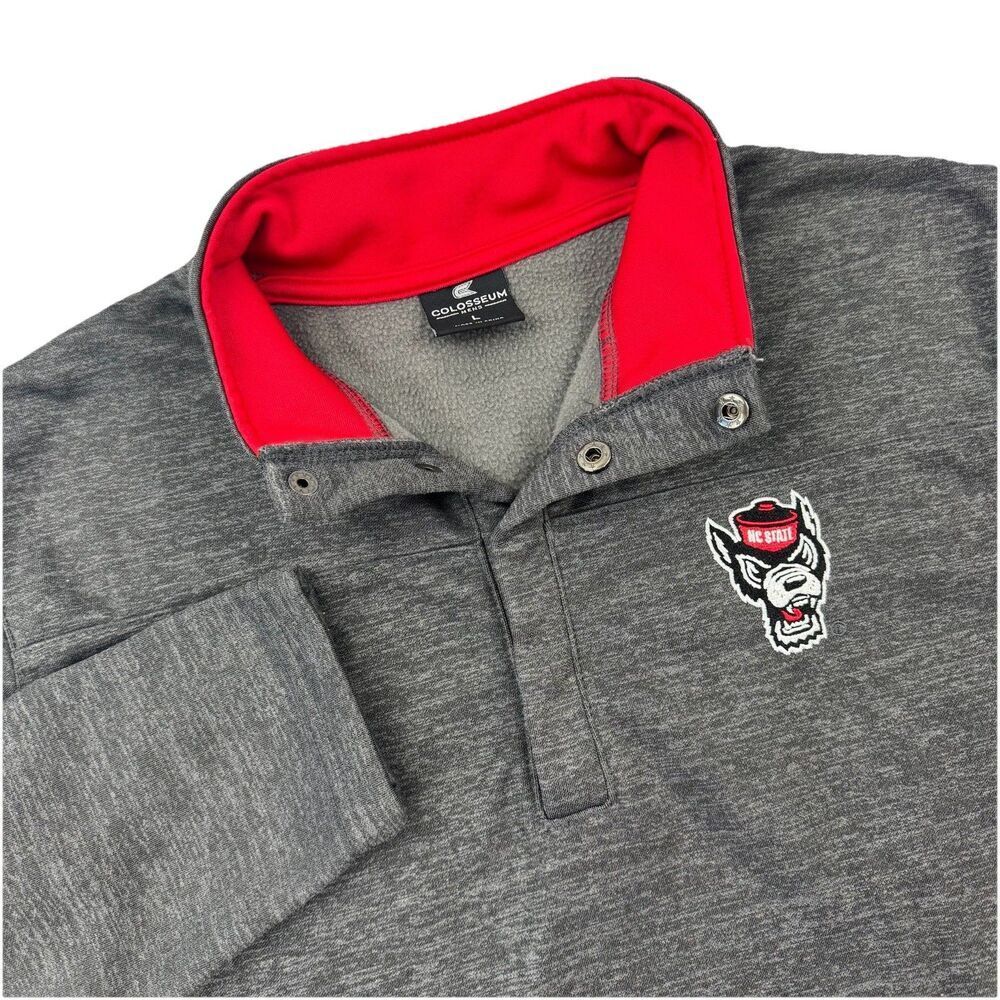NC State Wolfpack Fleece Pullover Mens L Gray 1/4 Snap Colosseum